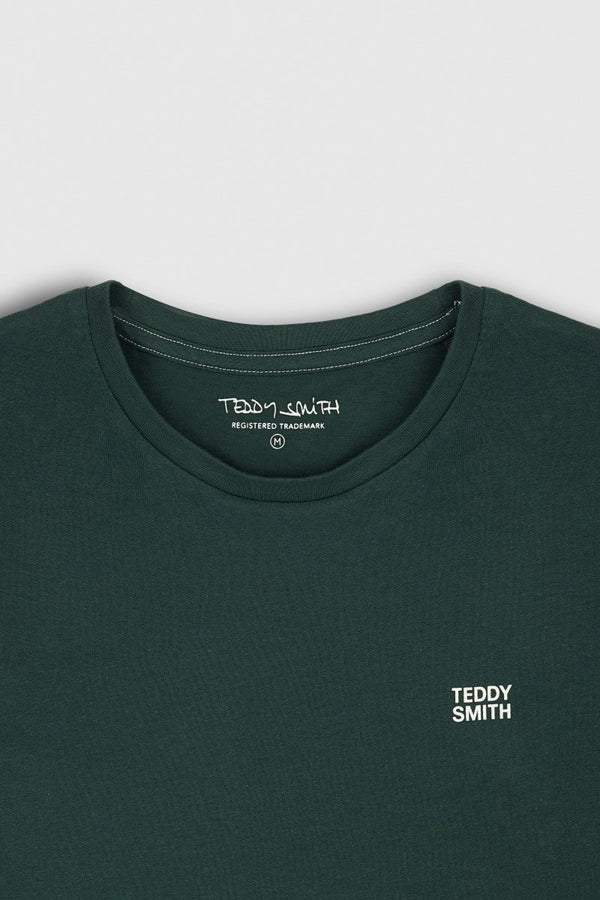 Teddy Smith T-shirt Col Rond Manches Courtes THE TEE 1 MC VERT SCARABE