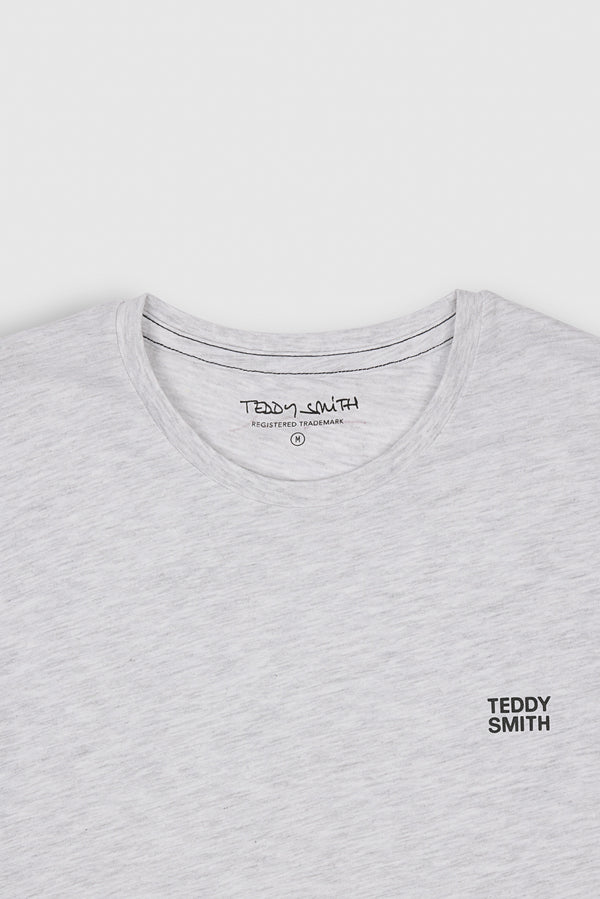 Teddy Smith T-shirt Col Rond Manches Courtes THE TEE 1 MC WHITE MELANGE