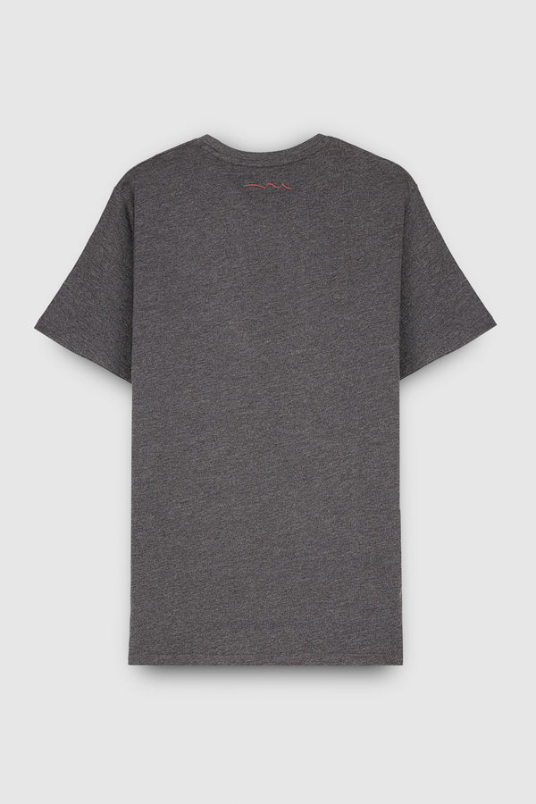 Teddy Smith T-shirt Col Rond Manches Courtes THE TEE 1 MELANGE BLACK/BLANC