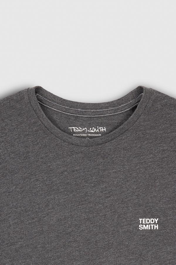 Teddy Smith T-shirt Col Rond Manches Courtes THE TEE 1 MELANGE BLACK/BLANC