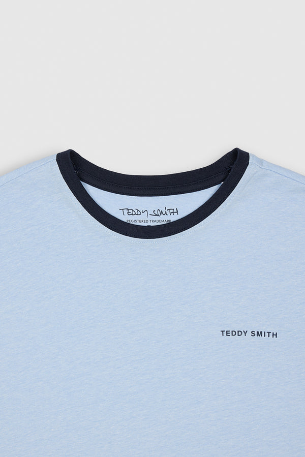 Teddy Smith T-shirt Col Rond Manches Courtes THE TEE 2 R MC BLEU ECUME CHINE