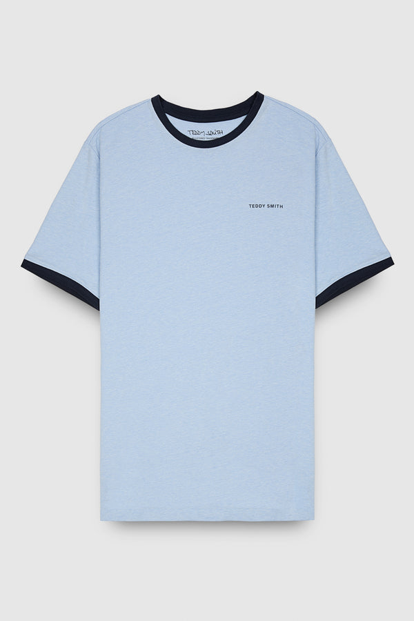 teddy smith T-shirt col rond manches courtes THE TEE 2 R MC BLEU ECUME CHINE