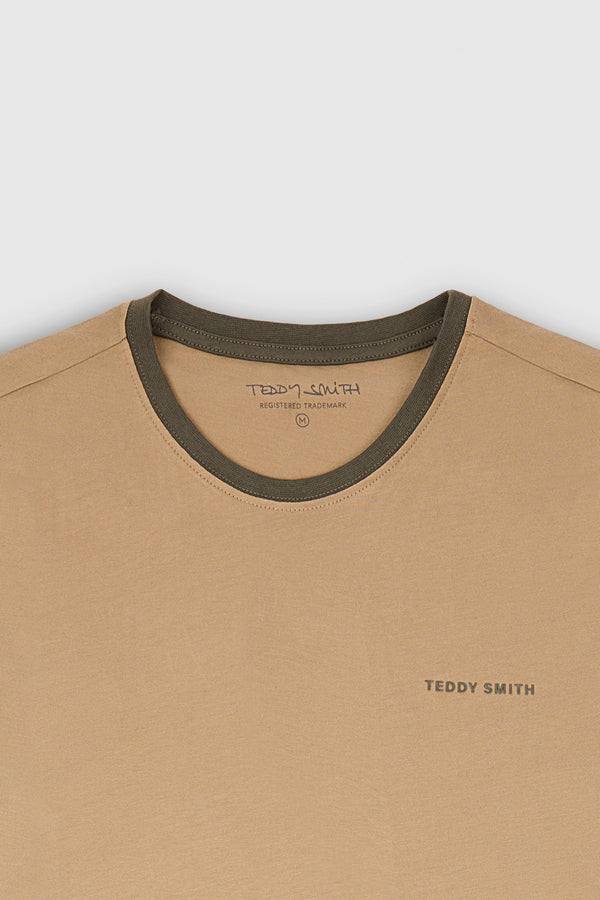Teddy Smith T-shirt Col Rond Manches Courtes THE TEE 2 R MC MOKA BEIGE