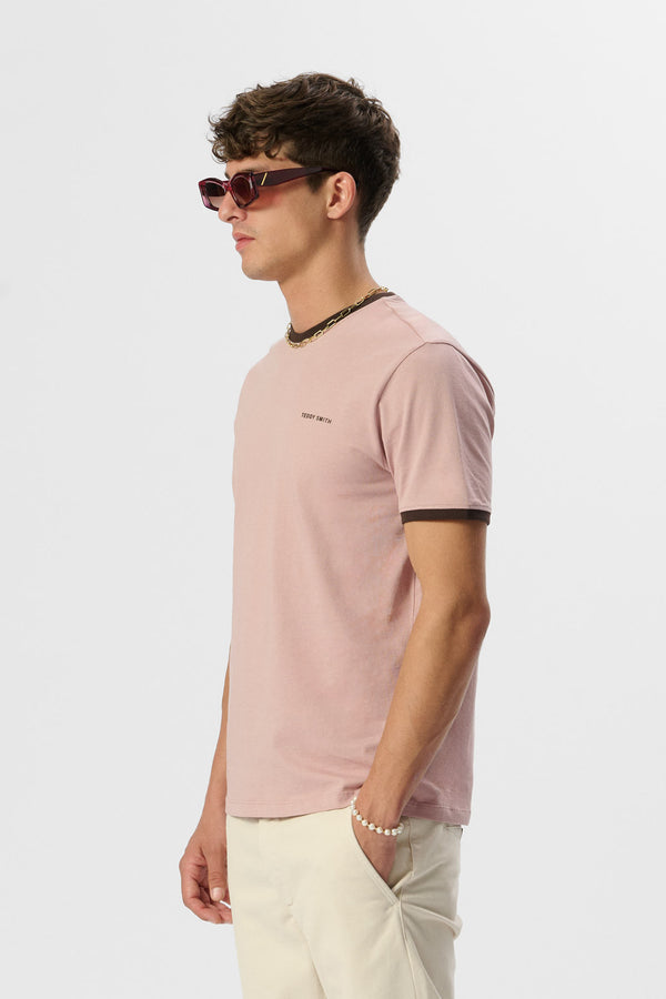 Teddy Smith T-shirt Col Rond Manches Courtes THE TEE 2 R MC WOOD ROSE