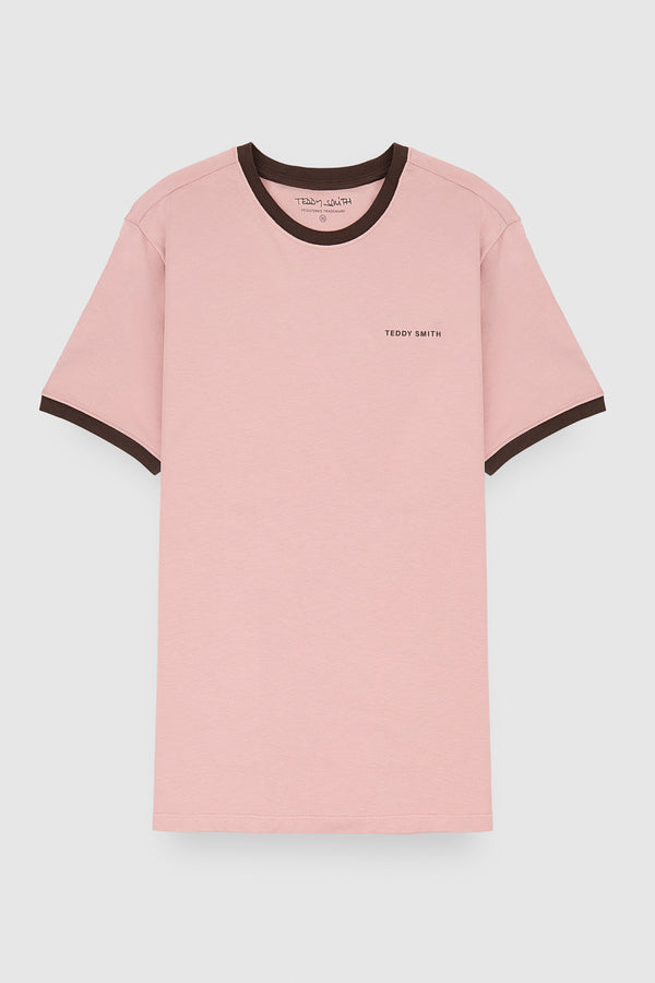 Teddy Smith T-shirt Col Rond Manches Courtes THE TEE 2 R MC WOOD ROSE