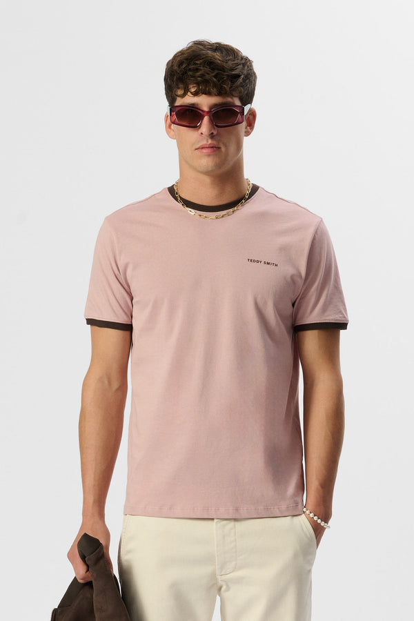 teddy smith T-shirt col rond manches courtes THE TEE 2 R MC WOOD ROSE