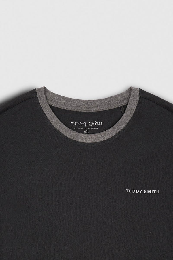Teddy Smith T-shirt Col Rond Manches Courtes THE TEE 2 R NOIR/SILVER