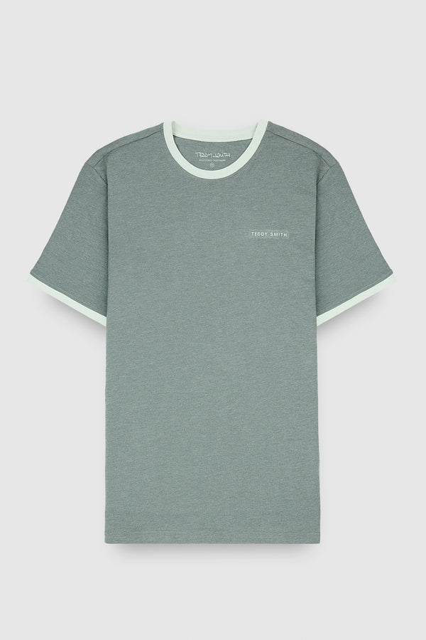 Teddy Smith T-shirt Col Rond Manches Courtes THE TEE 2 R VINTAGE KAKI CHINE