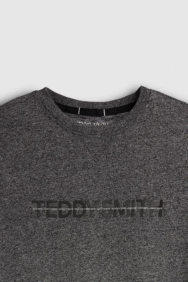 Teddy Smith T-shirt Col Rond Manches Longues OSBORN ML MELANGE BLACK