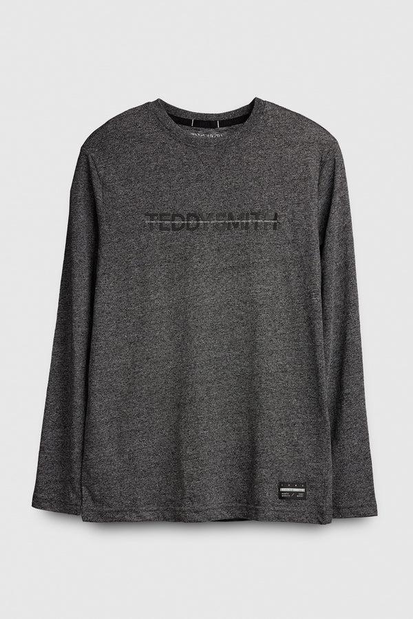 teddy smith T-shirt col rond manches longues OSBORN ML MELANGE BLACK