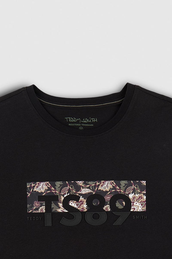Teddy Smith T-shirt Col Rond T-EZIO 2 MC CHARBON/FLEUR