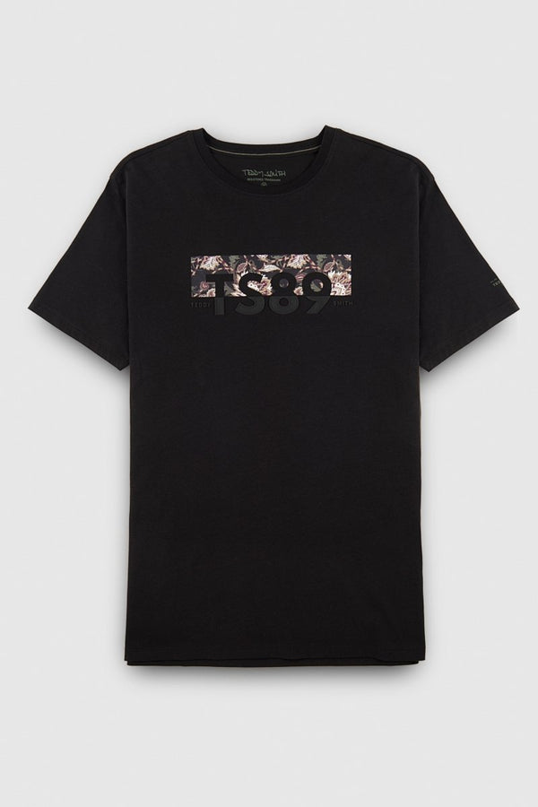 teddy smith T-shirt col rond T-EZIO 2 MC CHARBON/FLEUR