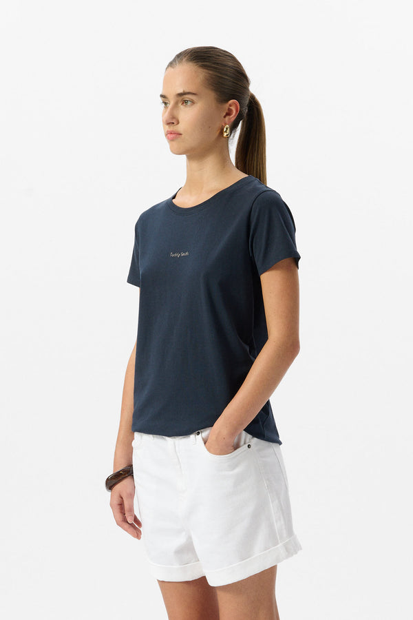 Teddy Smith T-shirt Col Rond T-RIBELLE MC TOTAL NAVY