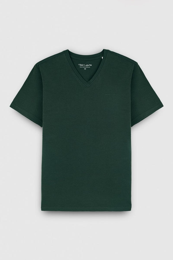 teddy smith T-shirt col V manches courtes TAWAX 2 MC VERT SCARABE