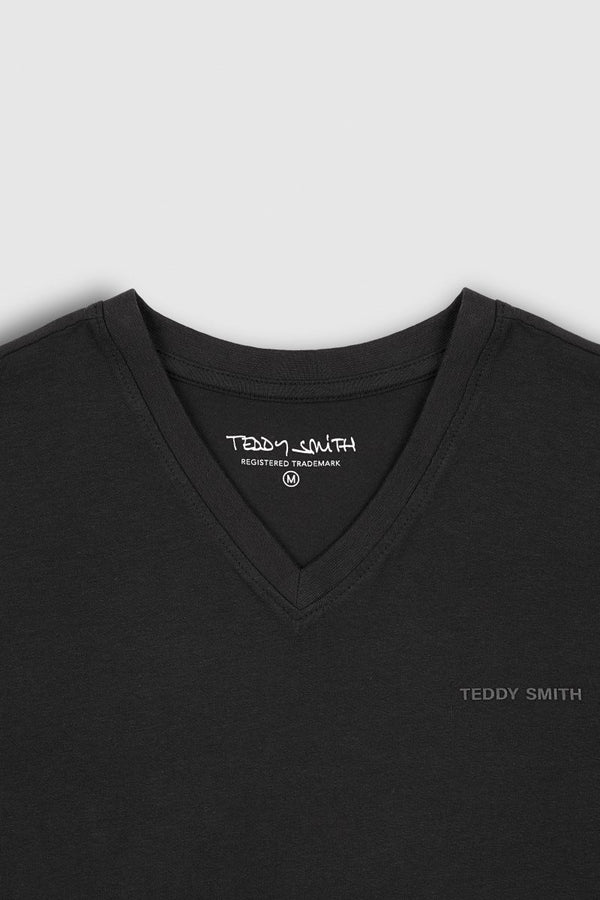 Teddy Smith T-shirt Col V Manches Courtes TAWAX 2 NOIR