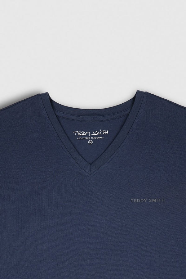 Teddy Smith T-shirt Col V Manches Courtes TAWAX 2 US NAVY