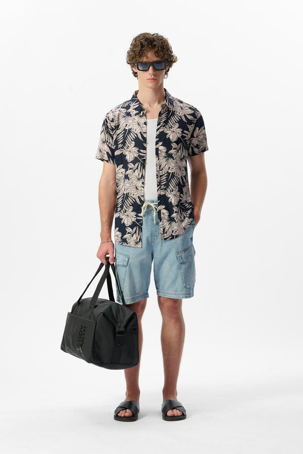 teddy smith Chemise C-ALBERTO MC TOTAL NAVY