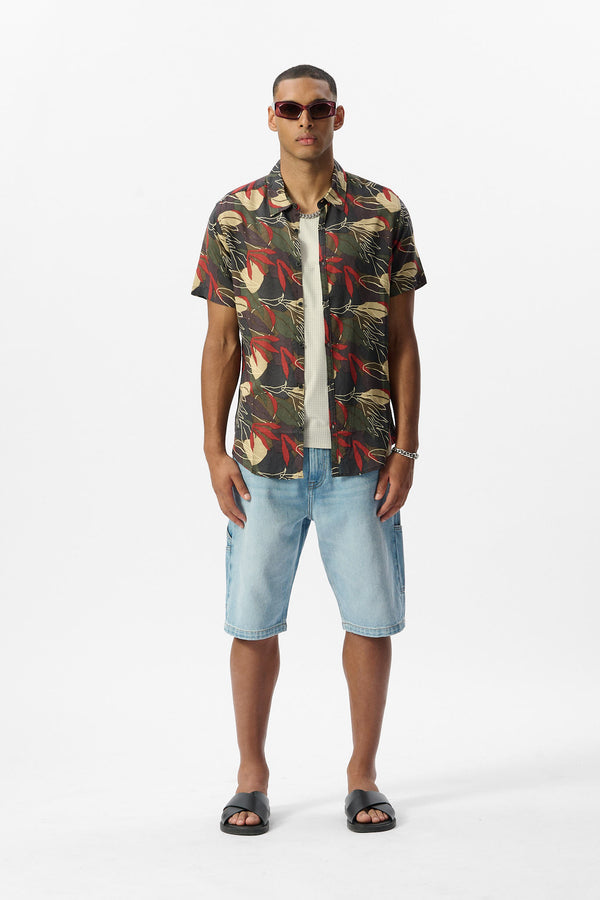 Teddy Smith Chemise C-ALBERTO MC TURBULENCE KAKI