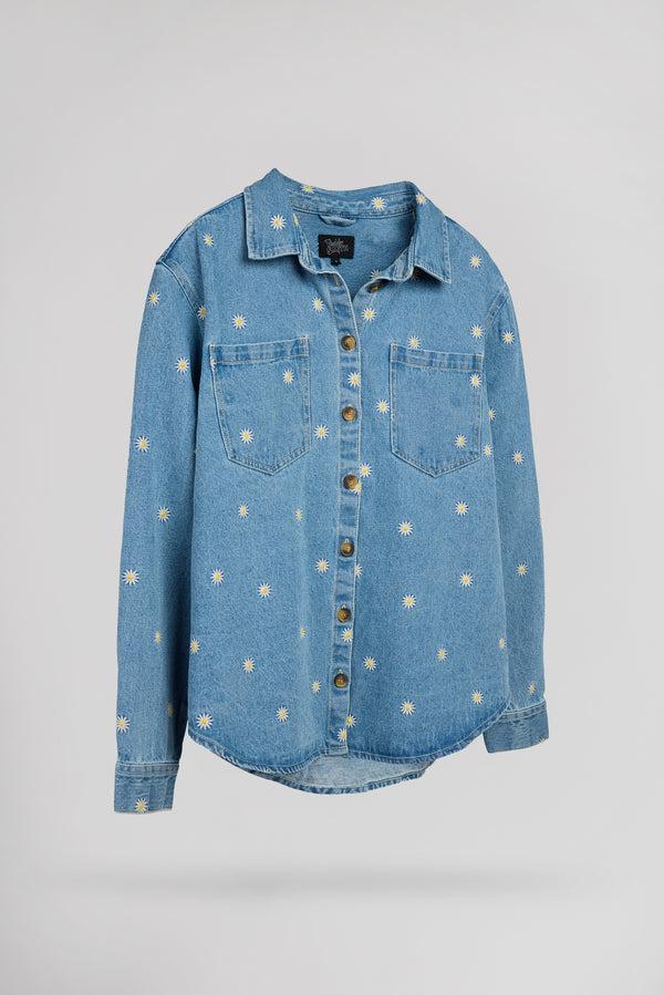 Teddy Smith Chemise C-FLOWER ML FRIPP / INDIGO CLAIR