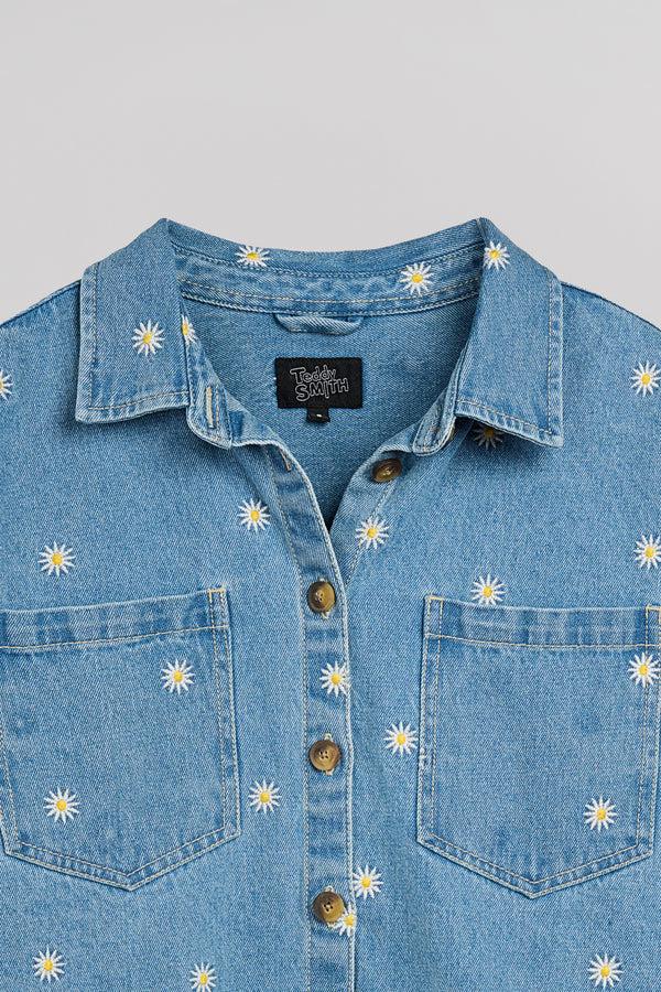 Teddy Smith Chemise C-FLOWER ML FRIPP / INDIGO CLAIR