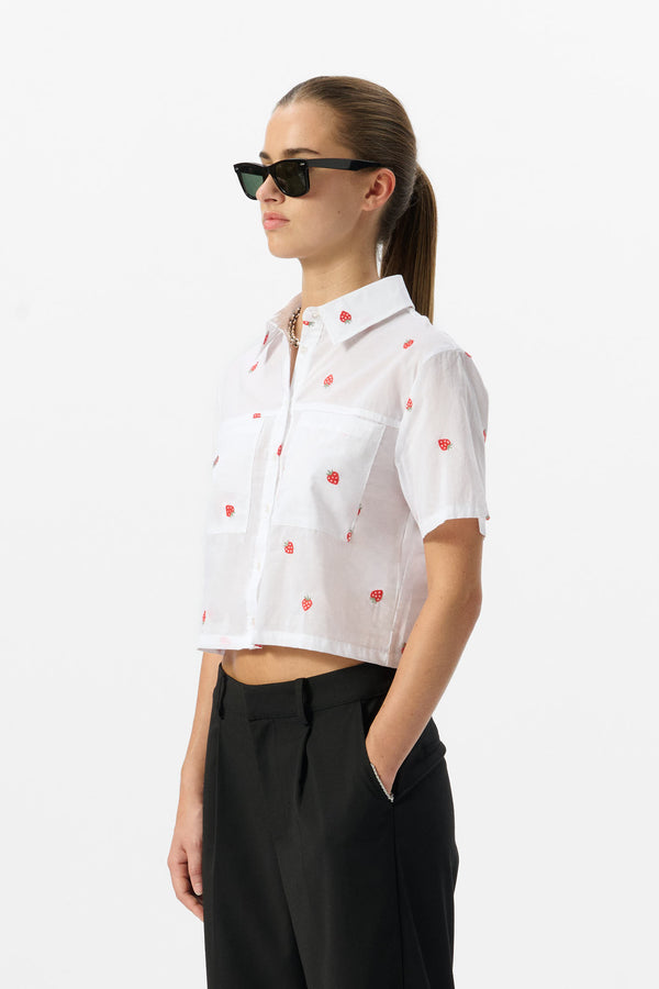 Teddy Smith Chemise C-TROPIC MC BLANC