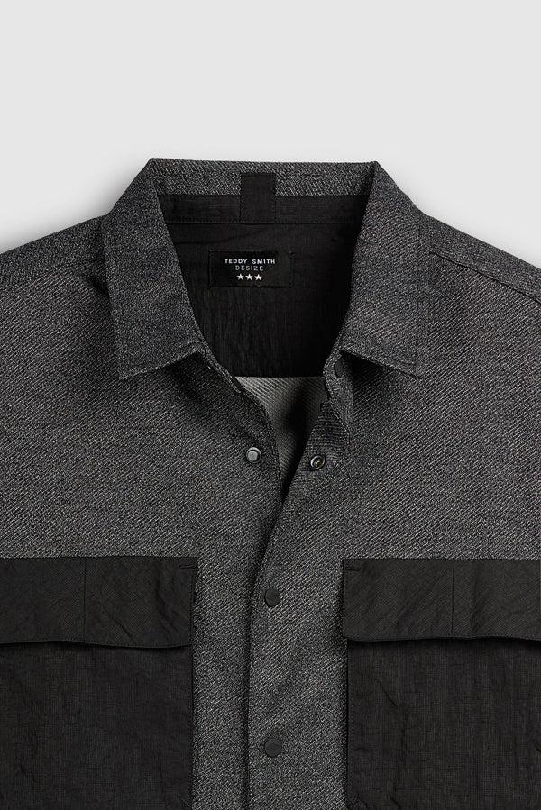 Teddy Smith Chemise C-WILLIAM ML MELANGE BLACK