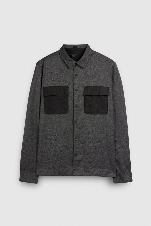 teddy smith Chemise C-WILLIAM ML MELANGE BLACK