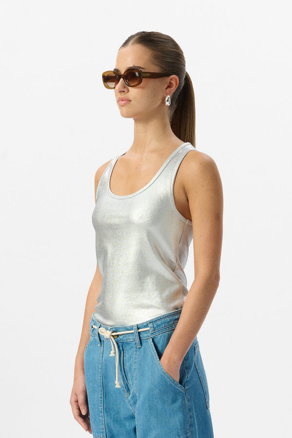 Teddy Smith Débardeur D-MOON FOIL SILVER FOIL