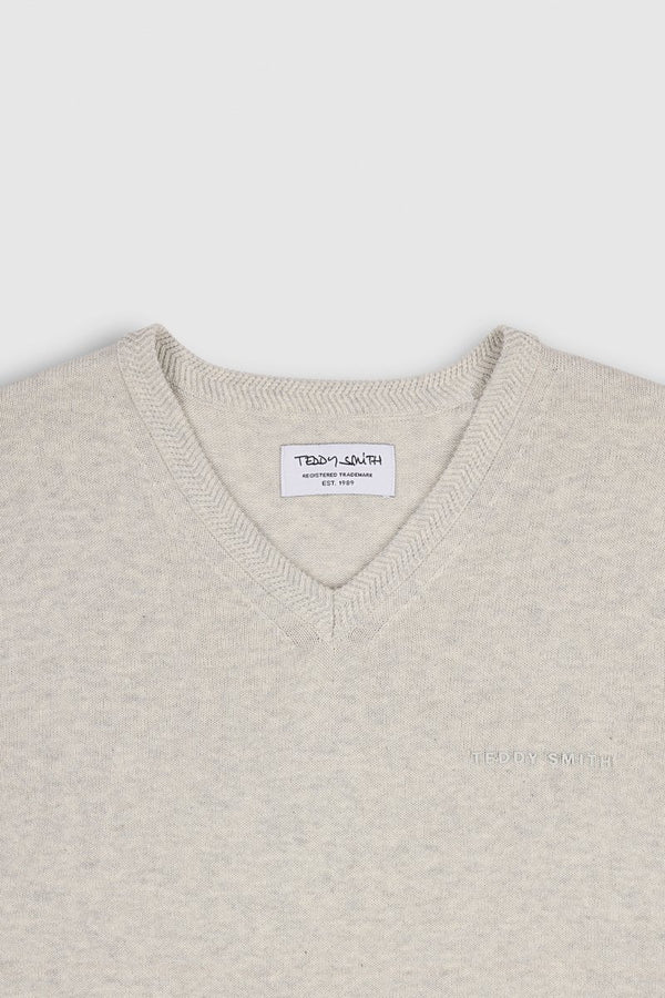 Teddy Smith Pull Col V PULSER 3 BLANC IVOIRE CHINE