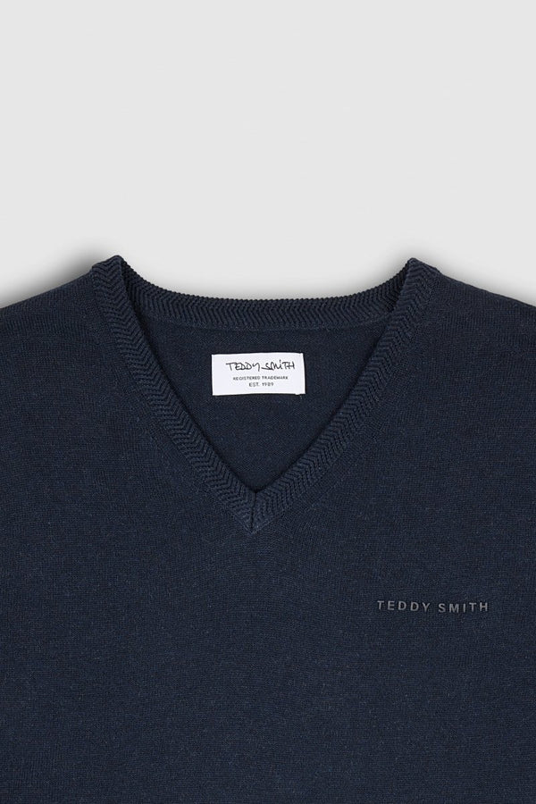 Teddy Smith Pull Col V PULSER 3 TOTAL NAVY CHINE