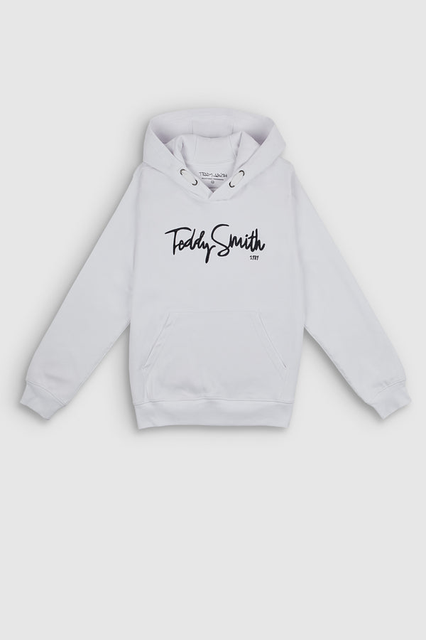teddy smith Sweat à capuche S-EVRY HOODY JR BLANC