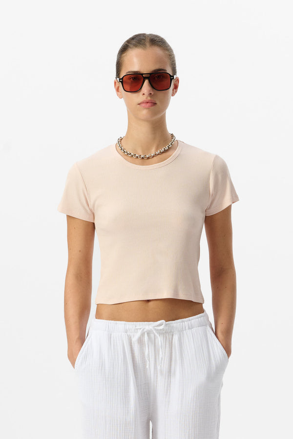 teddy smith T-shirt T-REMA MC RIB ROSE PALE