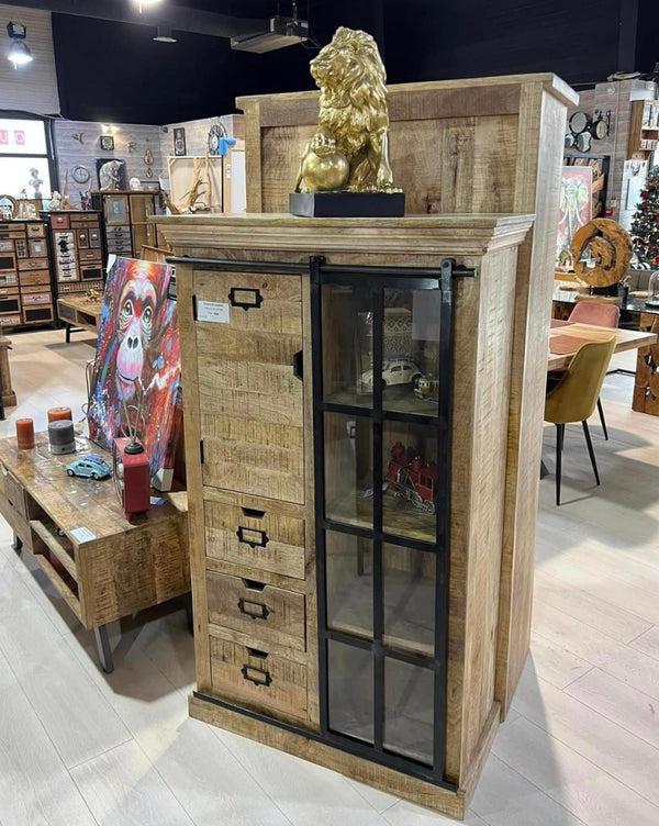 The Home Deco Factory Armoire En Manguier Massif Et Métal DZ 109