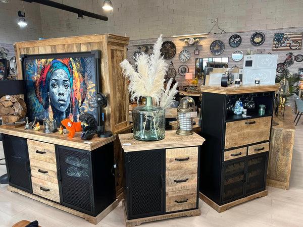 The Home Deco Factory Bahut En Manguier Massif Et Métal MES 2