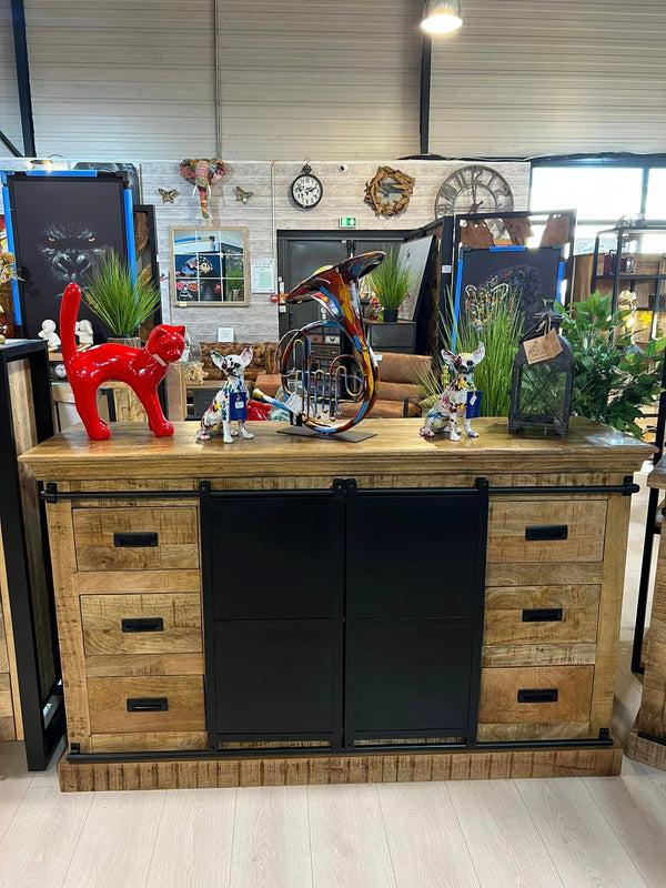 The Home Deco Factory Bahut En Manguier Massif Et Métal MOON-16