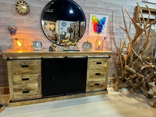 The Home Deco Factory Bahut En Manguier Massif Et Métal MOON-20