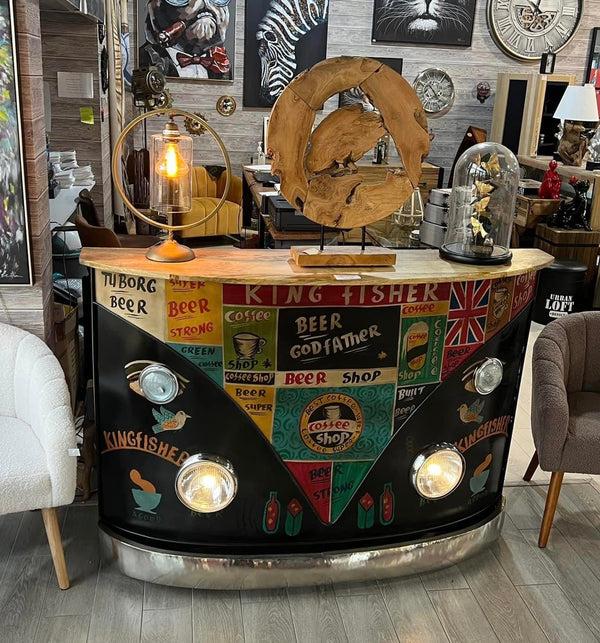 The Home Deco Factory Bar Combi Coloré En Manguier Massif Et Métal DZ 208