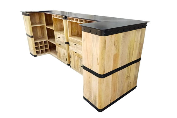 The Home Deco Factory Bar D'Angle En Manguier Massif Retour Droit