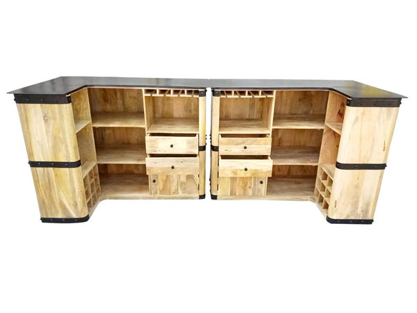 The Home Deco Factory Bar D'Angle En Manguier Massif Retour Droit