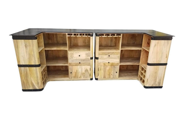 The Home Deco Factory Bar D'Angle En Manguier Massif Retour Gauche