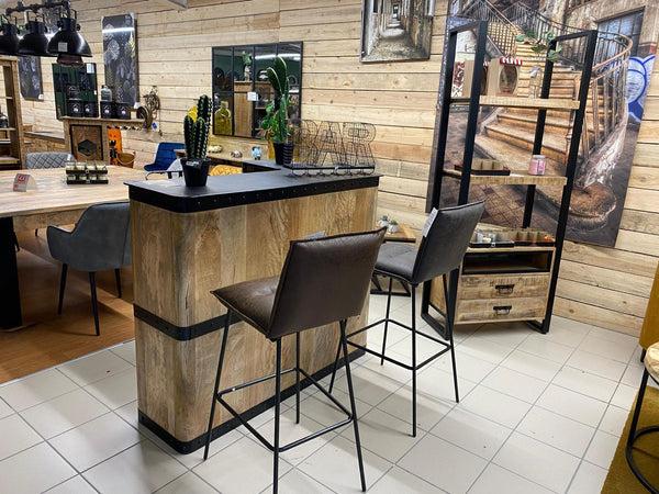 The Home Deco Factory Bar D'Angle En Manguier Massif Retour Gauche