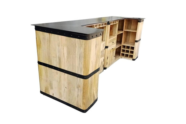 The Home Deco Factory Bar D'Angle En Manguier Massif Retour Gauche