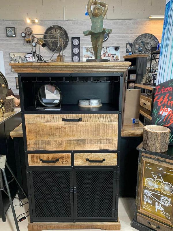 The Home Deco Factory Bar En Manguier Massif Et Métal MES 4