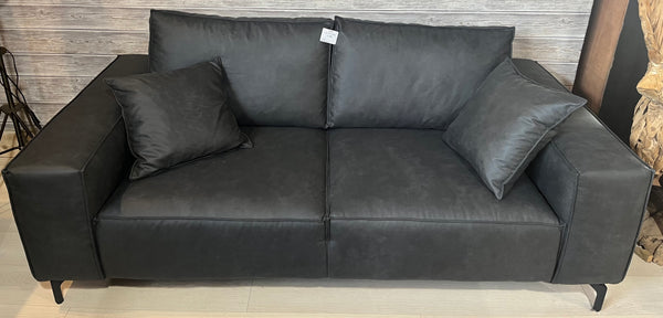 The Home Deco Factory Canapé 3 Places Cuir Gris PUEB