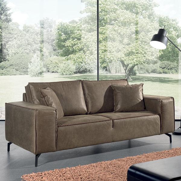 The Home Deco Factory Canapé 3 Places Cuir Kaki PUEB