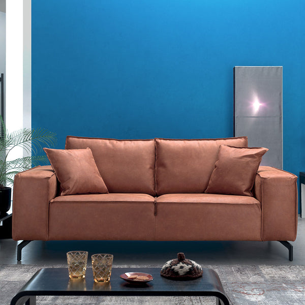 The Home Deco Factory Canapé 3 Places Cuir Marron PUEB