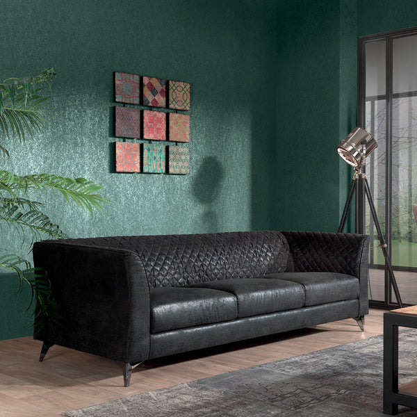 The Home Deco Factory Canapé 3 Places Tissu Gris LIVERPOOLXXL