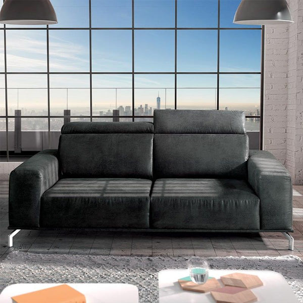 The Home Deco Factory Canapé 3 Places Tissu Gris UTAKA