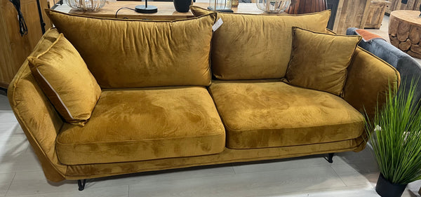 The Home Deco Factory Canapé 3 Places Velours Ocre 204cm HAS