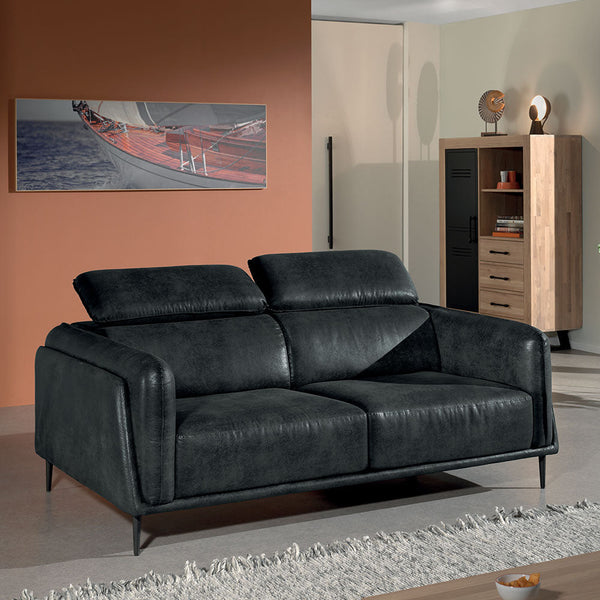 The Home Deco Factory Canapé Avec Têtière En Tissu Gris KORLAND